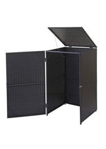 Mülltonnenverkleidung HWC-E25, Mülltonnenbox Mülltonnenabdeckung, Poly-Rattan 120l ~ schwarz