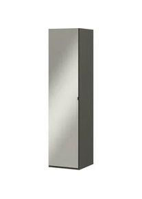 Cantus Kleiderschrank , Graphitfarben , Metall , 7 Fächer , 51.3x213.6x59.3 cm , Made in Germany , Schrankfront mit Spiegel , Schlafzimmer, Komplette Schlafzimmer und Serien, Schlafzimmerserien