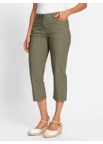 Damen 3/4-Hose in Stretch-Qualität in khaki ,Größe 36, WITT, 76% Baumwolle, 22% Polyester, 2% Elasthan