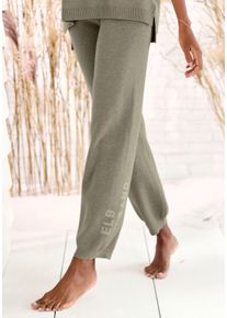 ELBSAND Dames Broek van tricot in olijf gemêleerd ,maat 32/34, Witt, 50% Polyester, 50% Polyester