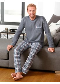 TopTen Heren Pyjama in grijs geruit ,maat 44/46, Witt, 100% Katoen