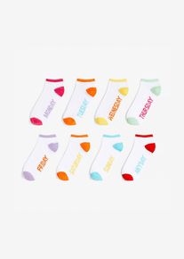 Ankelstrumpor veckodagar (8-pack) med ekologisk bomull - vit - storlek 43-46 - bonprix