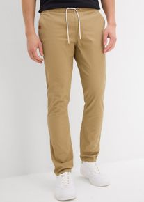 Stretchig dra på-byxa normal passform raka ben - brun - storlek 60 - bonprix