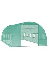 Outsunny Greenhouse 800x300x200cm Foil Greenhouse Tomato House Door with Mosquito Net, Window, Foil Tunnel made of galvanized steel, stable plant tunnel, greenhouse including ground anchors ropes, Green | Aosom Ireland