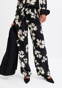 Pantalon palazzo en satin fluide - noir - taille 40 - satin - bonprix