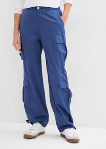 Pantalon cargo droit - bleu - taille 38 avec coton - bonprix
