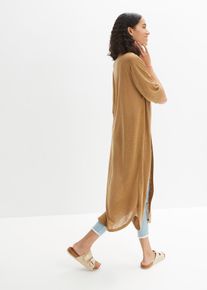 Cardigan long effet lin - beige - taille 46/48 (L) - bonprix