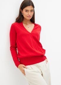 Pull cache-cœur - rouge - taille 42/44 (M) - laine - bonprix