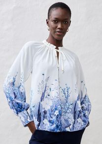 Bluse med silke, grå, størrelse 54, bonprix