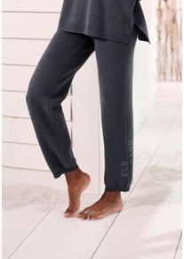 ELBSAND Dames Broek van tricot in blauw gemêleerd ,maat 36/38, Witt, 50% Polyester, 50% Polyester