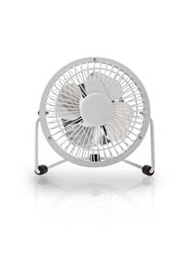 Nedis FNDK1WT10 - Kovový Mini Ventilátor | Priemer 10 cm | Napájanie prostredníctvom USB | Biela farba