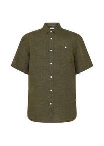 KnowledgeCotton Apparel Regular Linen S/S Shirt Overhemd Heren (M |olijfgroen)