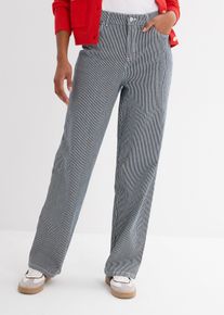 Jeans a righe straight a vita alta - Blu - Taglia 46 - bonprix