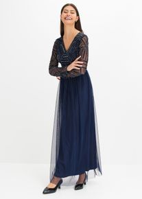 Robe longue à broderie de sequins - bleu - taille 44 - bonprix