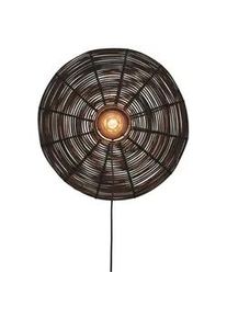 Good & Mojo Wandleuchte , Schwarz , Naturmaterialien , Holz , rund , 55x55x14 cm , LED-Leuchtmittel austauschbar , Lampen & Leuchten, Innenbeleuchtung, Spots & Strahler, Wandstrahler