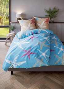 bonprix Ropa de cama con estrellas de mar, azul, 1x 80/80 cm, 1x 135/200 cm