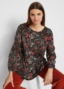 bonprix Tunika shirtowa z nadrukiem, z bawełny, czarny, 36/38