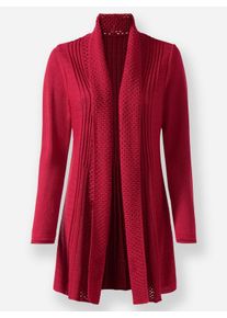 Dames Vest in open lang model in rood ,maat 38, WITT, 100% Polyacryl