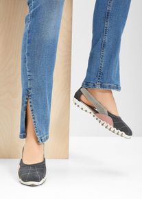 Ballerina aus Leder - grau - Größe 36 - Veloursleder- bonprix