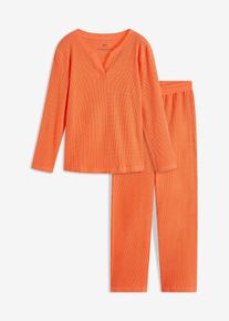 Pyjama aus Waffeljersey, orange, Größe 48/50 (XL), 100% Baumwolle, bonprix
