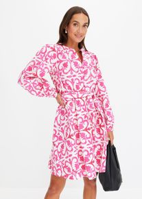 bedrucktes Kleid, pink, Gr&ouml;&szlig;e 52, mit Baumwolle, bonprix