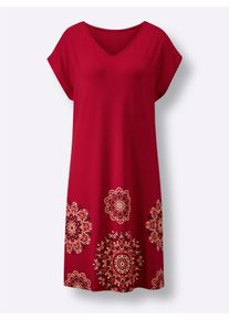 feel good Damen Sommerkleid mit platziertem Druck am Saum in rot-schwarz ,Gr&ouml;&szlig;e 36/38, Witt, 95% Viskose, 5% Elasthan