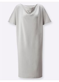 Dames Vrijetijdsjurk met glanseffecten op de schouders in lichtgrijs ,maat 38, WITT, 50% Modal, 44% Polyester, 6% Elastan