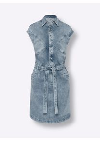 Heine Damen Jeanskleid mit Druckknopf-Leiste in blue-bleached ,Größe 34, Witt, 98% Baumwolle, 2% Elasthan
