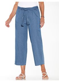 Dames Culotte met afneembare bindceintuur in blue-bleached ,maat 38, WITT, 100% Katoen