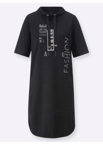 Damen Jerseykleid mit halsfernem Stehkragen in schwarz ,Gr&ouml;&szlig;e 36, WITT, 50% Modal, 44% Polyester, 6% Elasthan