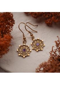 Holzkern Earrings Women Gold and Amethyst