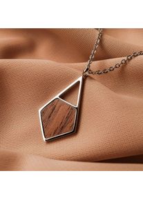 Collier Argent pour Femme avec pendentif en bois de noyer