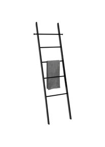 Wenko Handtuchleiter , Schwarz , Holz , Bambus , 43x170x33 cm , Montage ohne Bohren , Badezimmer, Badezimmerausstattung, Handtuchhalter