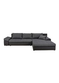 CARRYHOME Ecksofa , Anthrazit, Dunkelgrau , Textil , Füllung: Schaumstoff,Schaumstoff , Ottomane rechts, seitenverkehrt montierbar, L-Form , 313x215