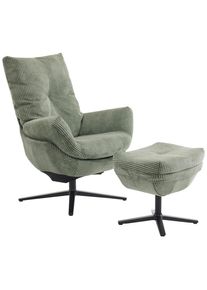 CARRYHOME Relaxsesselset , Grün, Schwarz , Metall, Textil , 77x100x78 cm , erweiterbar (Typenauswahl), Relaxfunktion , Wohnzimmer, Sessel, Relaxsessel