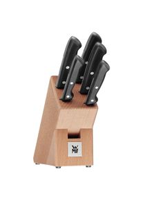 WMF Messerblock , Naturfarben, Schwarz , Holz, Metall , 6-teilig , Buche , Küchenmesser, Messerblöcke