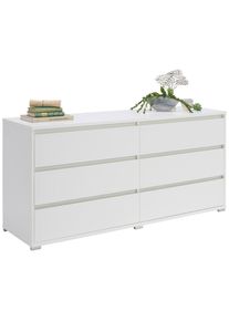 CARRYHOME Sideboard , Weiß , Holzwerkstoff , 6 Schubladen , 160x79x48 cm , Beimöbel erhältlich , Kleinmöbel, Kommoden, Sideboards