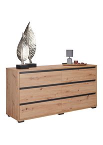 CARRYHOME Sideboard , Anthrazit, Eichefarben , Holzwerkstoff , 6 Schubladen , 160x79x48 cm , Beimöbel erhältlich , Kleinmöbel, Kommoden, Sideboards