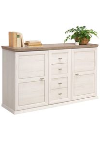 Hom´in Hom`in Sideboard , Grau, Weiß , Metall , 2 Fächer , 4 Schubladen , 149x89.5x43 cm , Typenauswahl, Beimöbel erhältlich , Kleinmöbel, Kommoden,