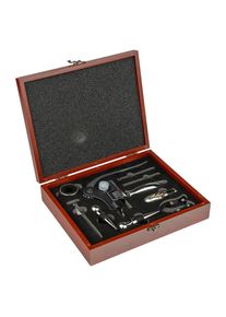Xxxl Weinzubehör-Set , Edelstahlfarben , Holz, Metall , 10-teilig , 23x6.6x27 cm , Barzubehör & Weinzubehör, Barzubehör