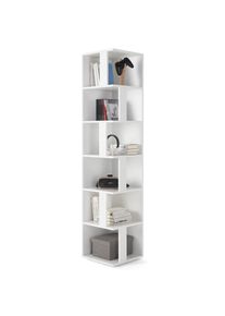 P & B Eckregal , Weiß , Holzwerkstoff , 5 Fächer , 38x186x38 cm , Made in EU , Wohnzimmer, Regale, Eckregale