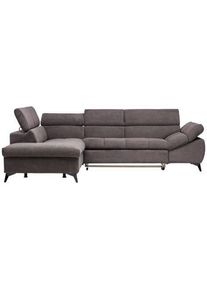 Stylife Ecksofa , Graubraun , Textil , Uni , Ottomane links, L-Form , 279x210 cm , Stoffauswahl, seitenverkehrt erhältlich, Bettfunktion erhältlich,