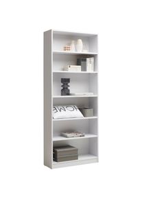 CARRYHOME Regal , Weiß , Holzwerkstoff , 5 Fächer , 80x199.2x28 cm , stehend , Wohnzimmer, Regale, Bücherregale
