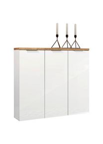 Xora Schuhschrank , Weiß, Eichefarben , Metall , 10 Fächer , 120x115x34 cm , Beimöbel erhältlich , Holzmöbel, Garderobe Holz, Schuhschränke Holz