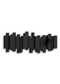 Umbra Garderobenleiste , Schwarz , Kunststoff , 49x18x3 cm , Aufhängemöglichkeit , Garderobe, Garderobenhaken, Hakenleisten