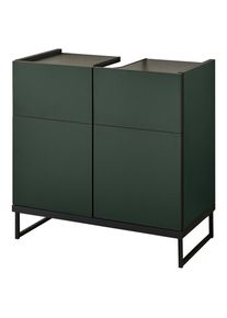 Mid.you Waschbeckenunterschrank , Grün, Schwarz , Holzwerkstoff , 60x59.4x31 cm , stehend , Badezimmer, Badmöbel, Waschbeckenunterschränke