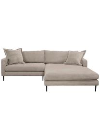 P & B Ecksofa , Hellbraun , Textil , Ottomane rechts, L-Form , 268x193 cm , Rücken echt , Wohnzimmer, Sofas & Couches, Wohnlandschaften, Ecksofas