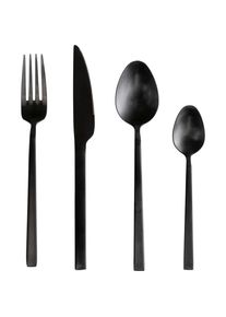 Kare-Design Besteckset , Schwarz , Metall , 16-teilig , 20x6x26 cm , Besteck, Besteck-Sets