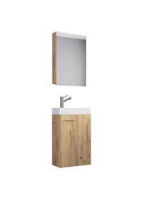 Mid.you Gästebad , Honigeiche , Holzwerkstoff , 41 cm , hängend , Badezimmer, Badmöbelsets & -serien, Badmöbel-sets