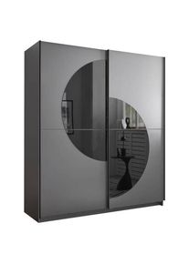 Livetastic Schiebetürenschrank , Graphitfarben , Metall , 2 Fächer , 170.2x196.7x56 cm , Schlafzimmer, Kleiderschränke, Schwebetürenschränke